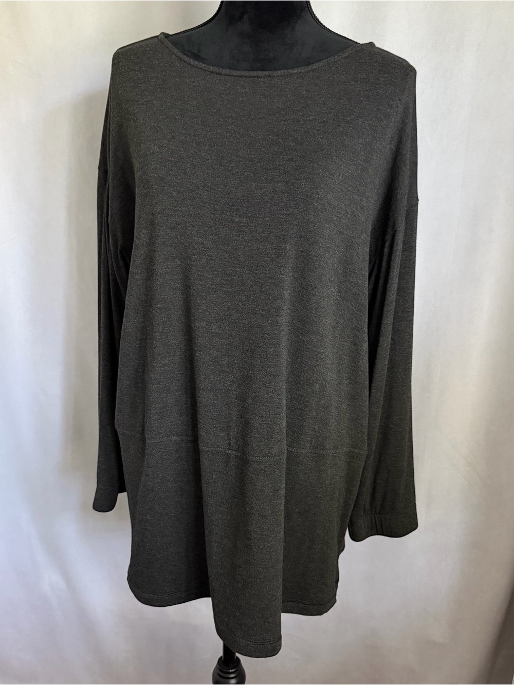 J Jill Shirt Womens XL Gray Thick Knit Zip Hem Long Sleeve Tunic Top Cozy Winter